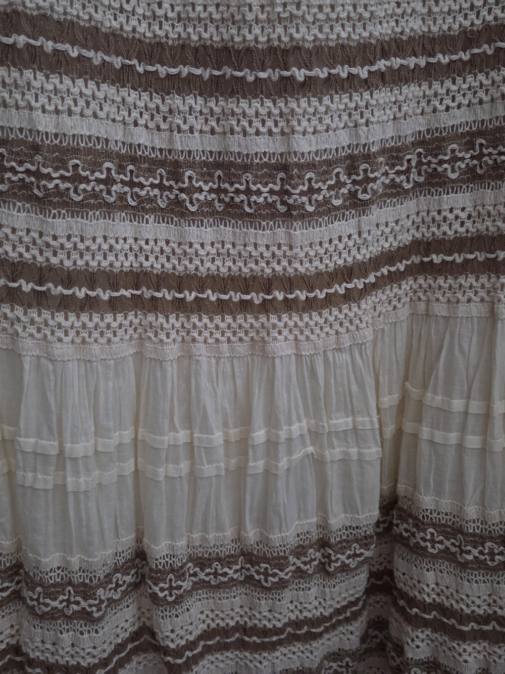 Chico's Cream and Brown Striped Tiered Maxi Skirt - Picture 2 of 3
